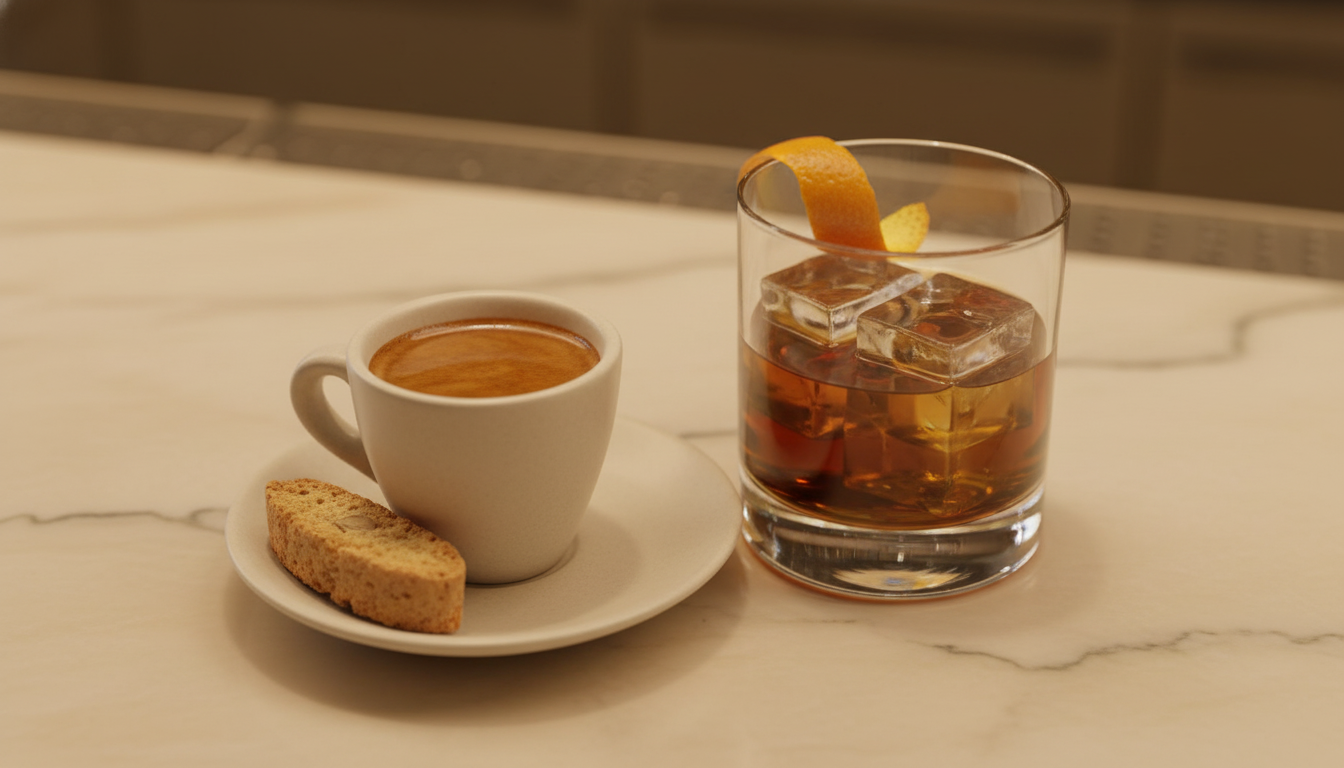 Espresso served with biscotti