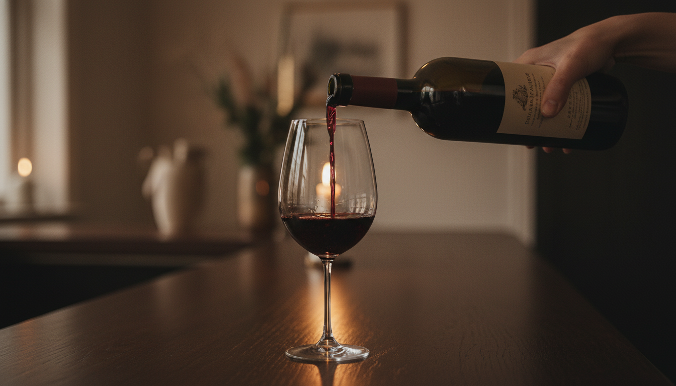 Glass of red wine on the table